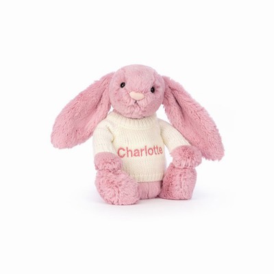 Jellycat Bashful Tulip Pink Bunny with Cream Jumper Australia | 054389GHN